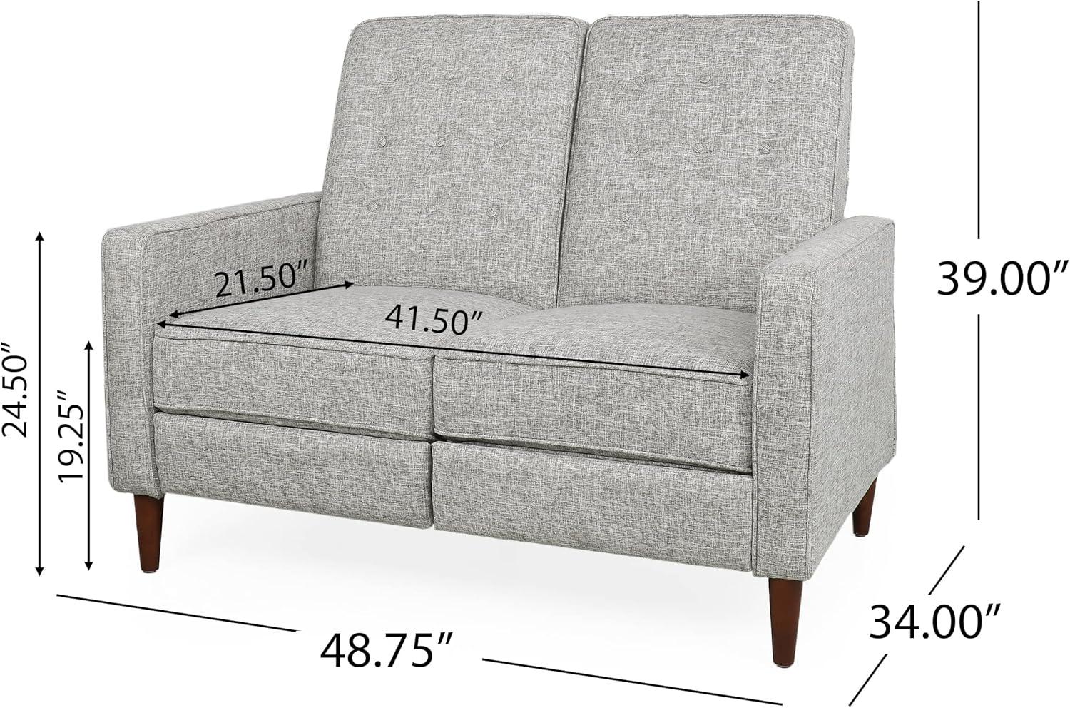image:imageDenison Tufted Loveseat Pushback Recliner Faux Leather Cognac BrownDark EspressoLight Gray Tweed Dark Espresso