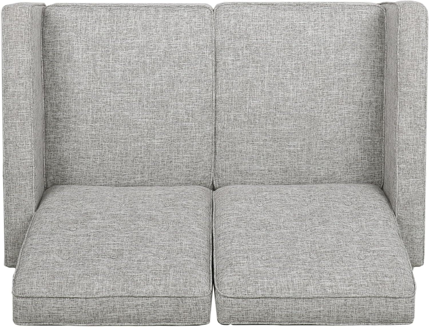 image:imageDenison Tufted Loveseat Pushback Recliner Faux Leather Cognac BrownDark EspressoLight Gray Tweed Dark Espresso