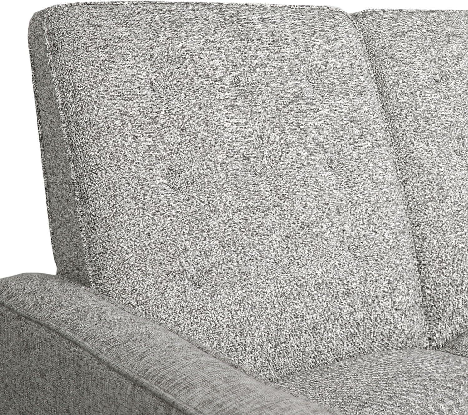 image:imageDenison Tufted Loveseat Pushback Recliner Faux Leather Cognac BrownDark EspressoLight Gray Tweed Dark Espresso