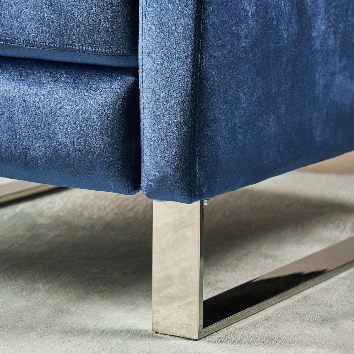 image:imageGDFStudio Christopher Knight Home Arvin Push Back High Leg Recliner Cobalt Silver
