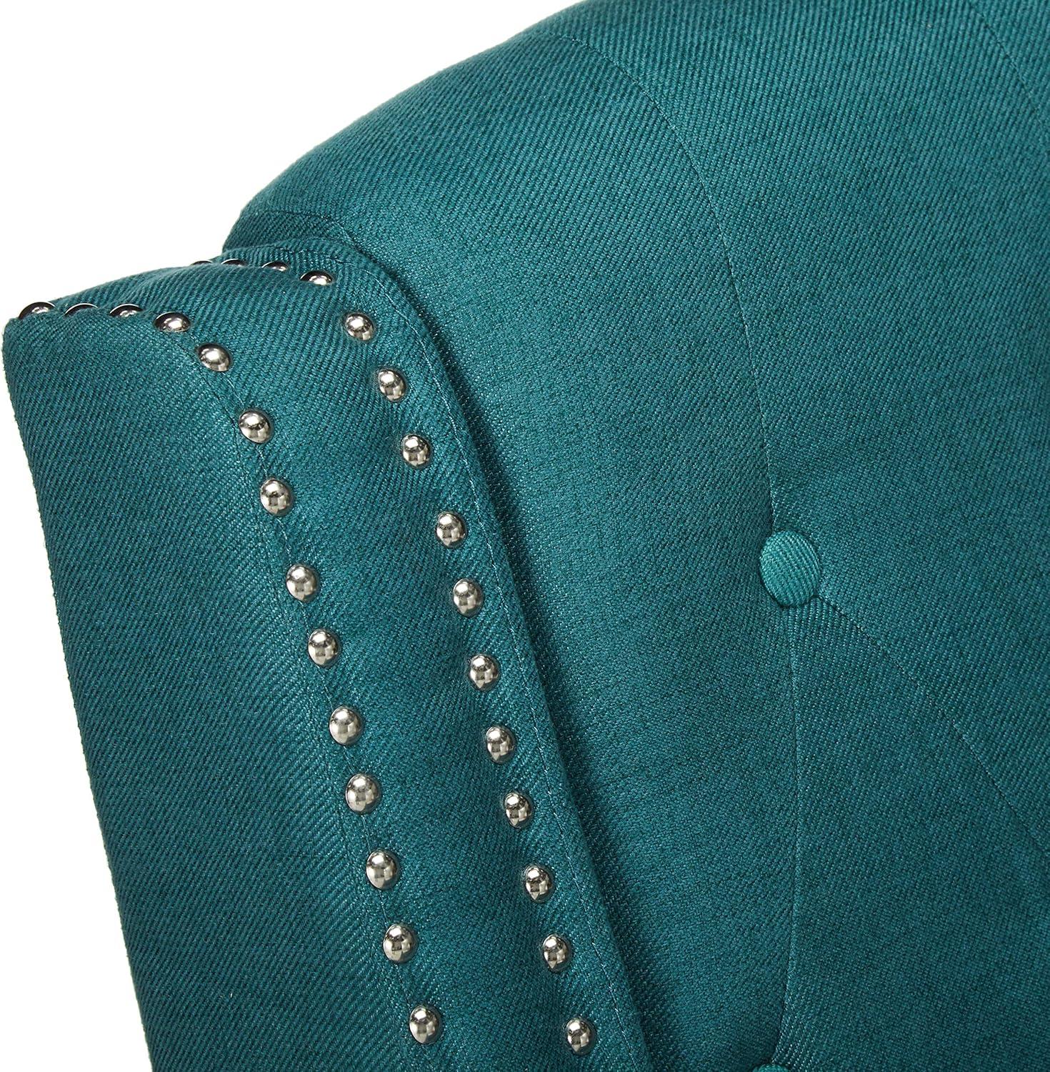 image:imageGDFStudio Izaak Tufted Back Fabric Recliner Chair Dark Teal 34D x 275W x 4025H inDark Teal Dark Brown
