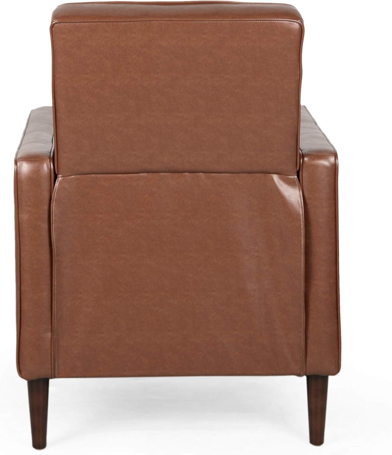 image:imageRandolph MidCentury Modern Button Tufted Recliner Cognac Brown and Dark Espresso