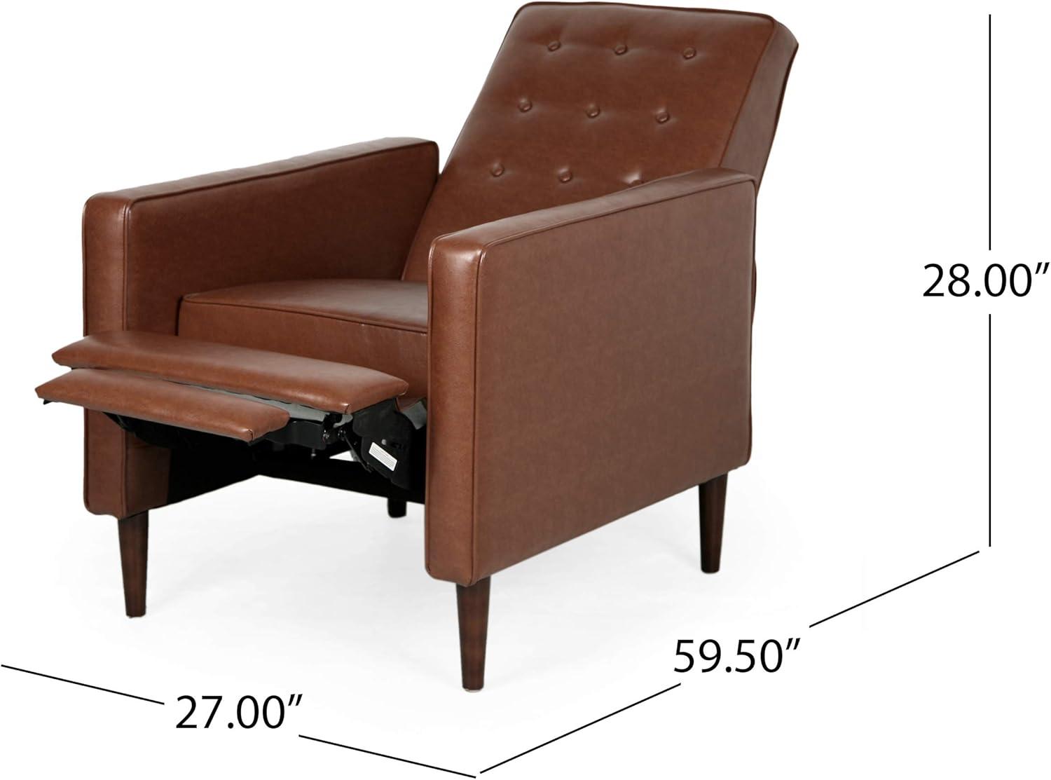 image:imageRandolph MidCentury Modern Button Tufted Recliner Cognac Brown and Dark Espresso