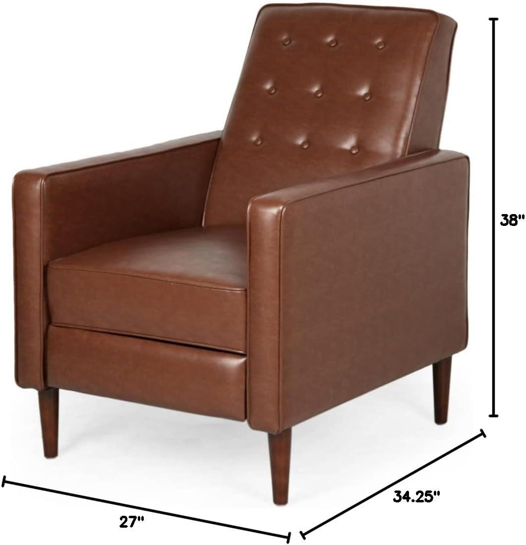 image:imageRandolph MidCentury Modern Button Tufted Recliner Cognac Brown and Dark Espresso