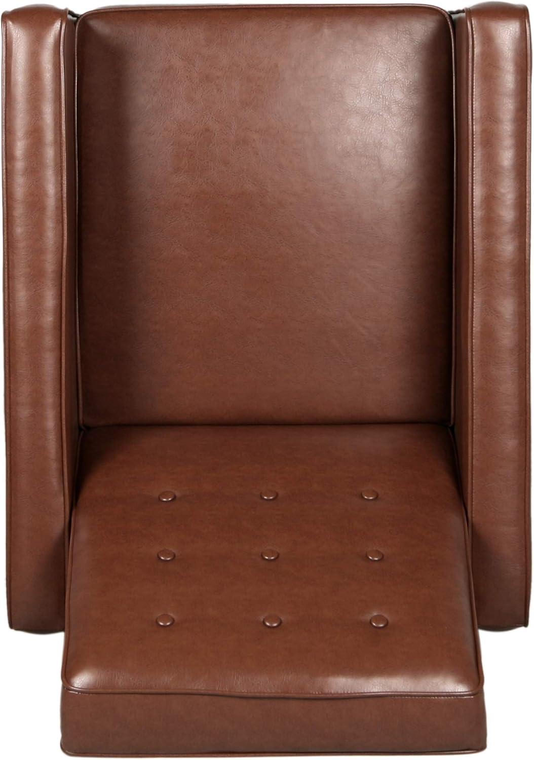 image:imageRandolph MidCentury Modern Button Tufted Recliner Cognac Brown and Dark Espresso