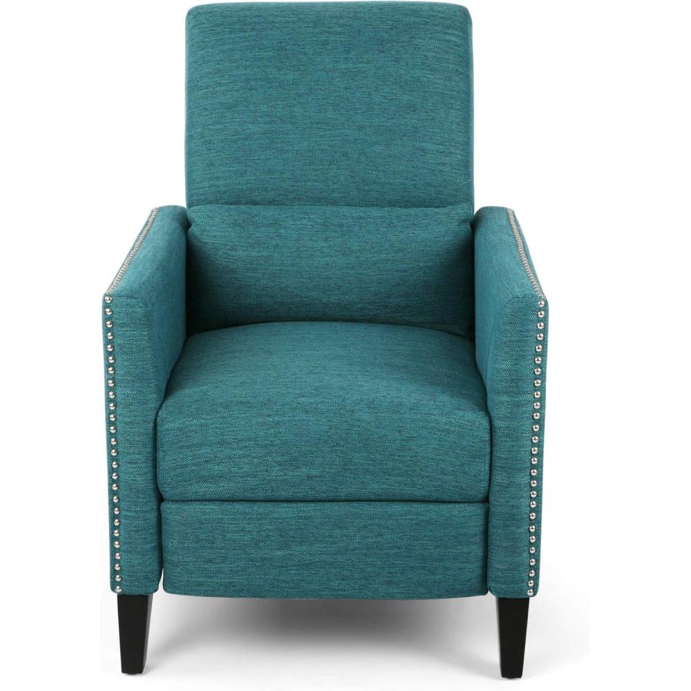 image:imageChristopher Knight Home Alexis Contemporary Fabric Push Back Recliner Light Blue Dark BrownTeal  Dark Brown