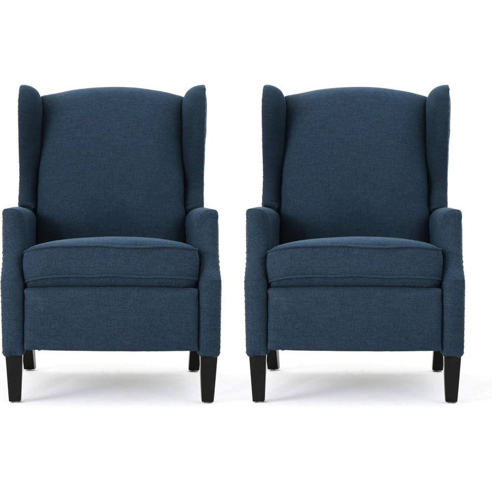 image:imageChristopher Knight Home Ellyn Fabric Recliner Set of 2 Wheat Dark BrownNavy Blue  Dark Brown