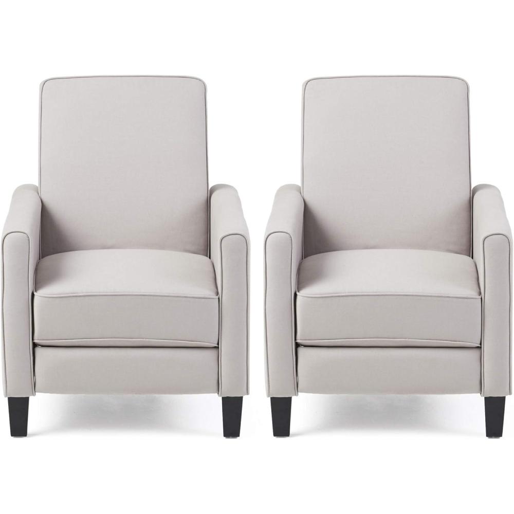image:imageChristopher Knight Home Emmie Fabric Recliner Set of 2 Wheat Dark BrownLight Gray  Dark Brown