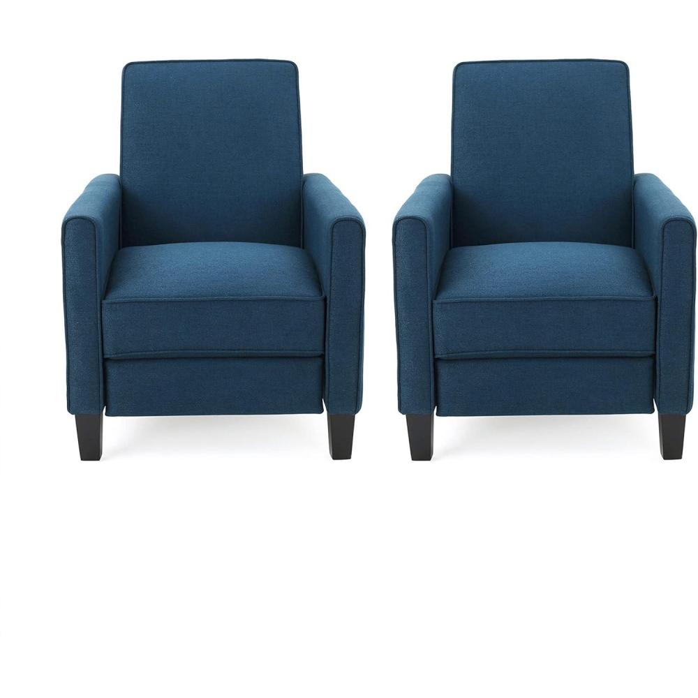 image:imageChristopher Knight Home Emmie Fabric Recliner Set of 2 Wheat Dark BrownNavy Blue  Dark Brown