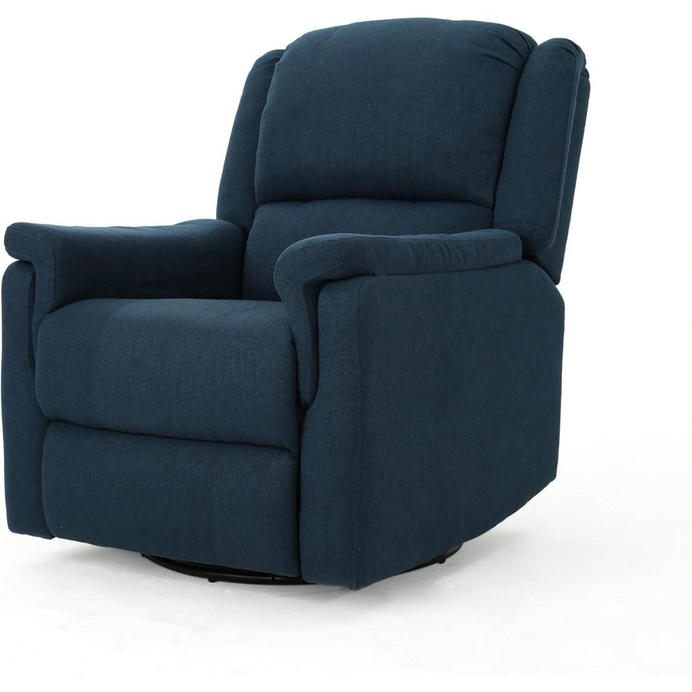 image:imageChristopher Knight Home GDFStudio Jemma Tufted Fabric Swivel Gliding Recliner Chair Plastic Navy Blue 3125 x 3750 x 3825
