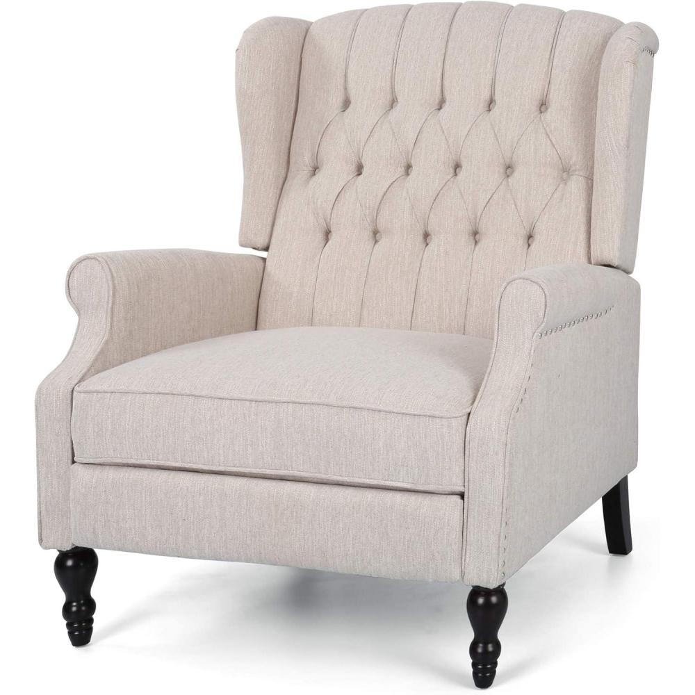 image:imageChristopher Knight Home Salome Push Back Recliner Light Gray Dark BrownBeige  Dark Brown
