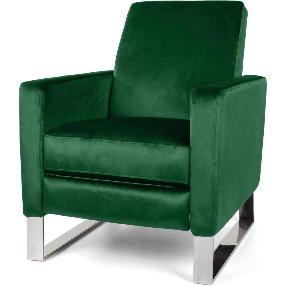 image:imageGDFStudio Christopher Knight Home Arvin Push Back High Leg Recliner Emerald Silver