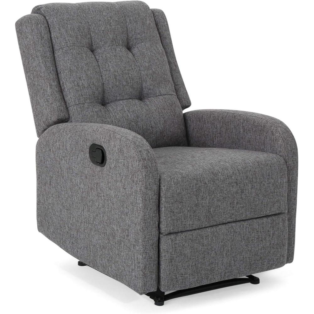 image:imageGDFStudio Christopher Knight Home Smith Traditional Recliner Charcoal Tweed  BlackCharcoal Tweed