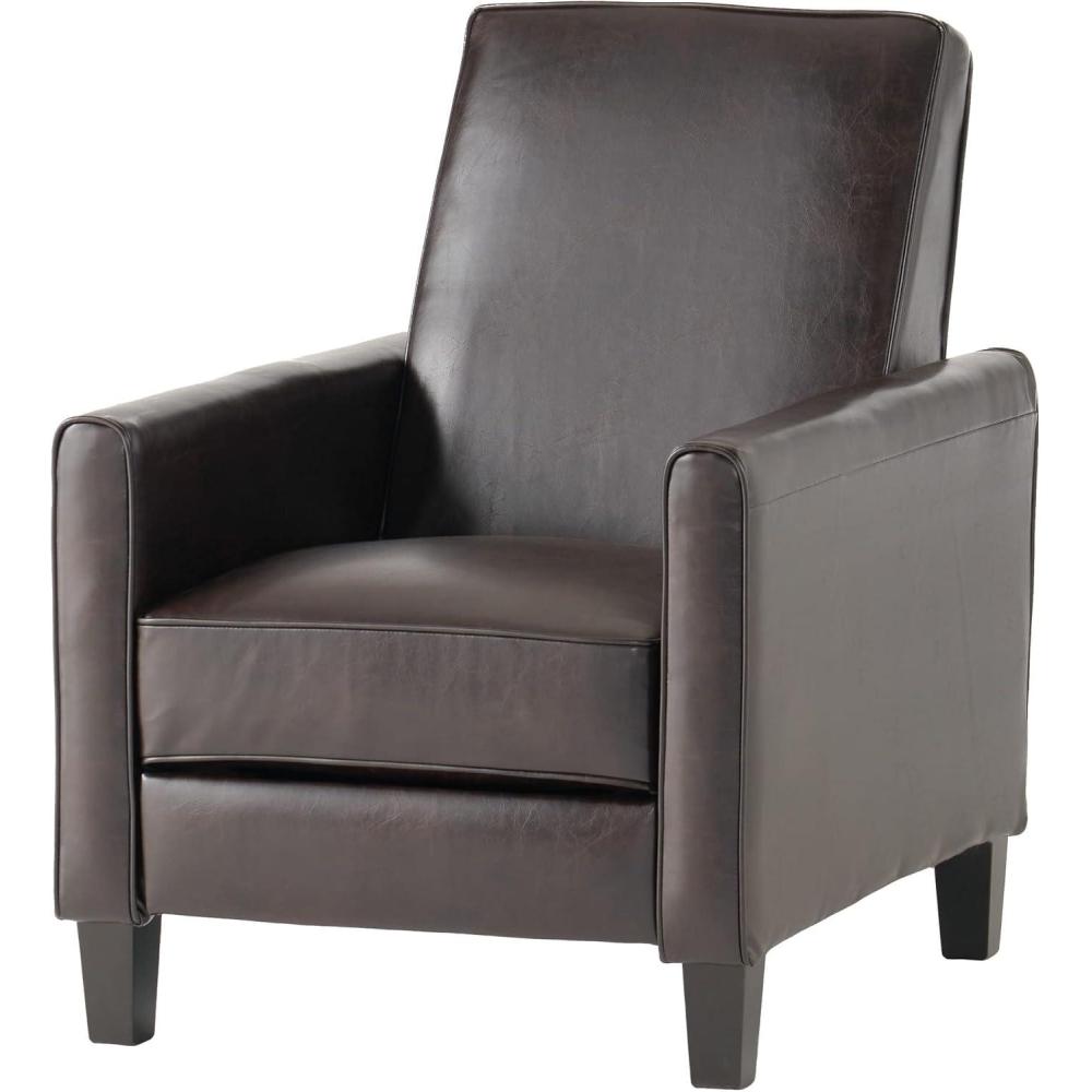 image:imageLucas Leather Recliner Club Chair BrownBrown Leather