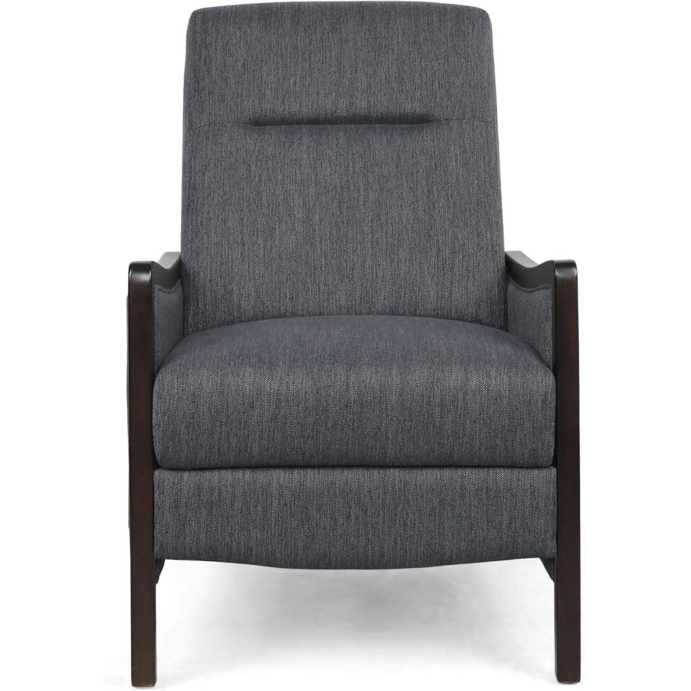 image:imageVeatch Pushback Recliner  Navy BlueDark WalnutCharcoal  Dark Walnut
