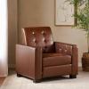 Christopher Knight Home Craigue Tufted Pushback Recliner – Faux Leather – Dark Brown/Dark Brown(Cognac Brown + Dark Brown)