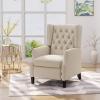 Christopher Knight Home Diana Wingback Recliner, Light Beige Tweed + Dark Brown