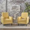 Christopher Knight Home Mervynn Mid-Century Modern Fabric Recliners, 2-Pcs Set, Muted Yellow / Dark Espresso(Muted Yellow)