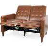 Denison Tufted Loveseat Pushback Recliner – Faux Leather – Cognac Brown/Dark Espresso(Cognac Brown + Dark Espresso)