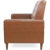 Denison Tufted Loveseat Pushback Recliner – Faux Leather – Cognac Brown/Dark Espresso(Cognac Brown + Dark Espresso)