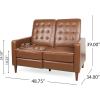 Denison Tufted Loveseat Pushback Recliner – Faux Leather – Cognac Brown/Dark Espresso(Cognac Brown + Dark Espresso)