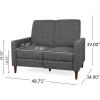 Denison Tufted Loveseat Pushback Recliner – Faux Leather – Cognac Brown/Dark Espresso(Gray + Dark Espresso)
