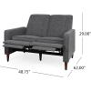 Denison Tufted Loveseat Pushback Recliner – Faux Leather – Cognac Brown/Dark Espresso(Gray + Dark Espresso)