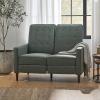 Denison Tufted Loveseat Pushback Recliner – Faux Leather – Cognac Brown/Dark Espresso(Gray + Dark Espresso)