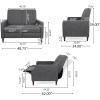 Denison Tufted Loveseat Pushback Recliner – Faux Leather – Cognac Brown/Dark Espresso(Gray + Dark Espresso)