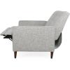 Denison Tufted Loveseat Pushback Recliner – Faux Leather – Cognac Brown/Dark Espresso(Light Gray Tweed + Dark Espresso)