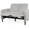 Denison Tufted Loveseat Pushback Recliner – Faux Leather – Cognac Brown/Dark Espresso(Light Gray Tweed + Dark Espresso)