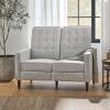 Denison Tufted Loveseat Pushback Recliner – Faux Leather – Cognac Brown/Dark Espresso(Light Gray Tweed + Dark Espresso)