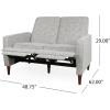 Denison Tufted Loveseat Pushback Recliner – Faux Leather – Cognac Brown/Dark Espresso(Light Gray Tweed + Dark Espresso)