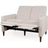 Denison Tufted Loveseat Pushback Recliner – Faux Leather – Cognac Brown/Dark Espresso(Wheat + Dark Espresso)