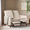Denison Tufted Loveseat Pushback Recliner – Faux Leather – Cognac Brown/Dark Espresso(Wheat + Dark Espresso)