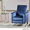GDFStudio Christopher Knight Home Arvin Push Back High Leg Recliner, Cobalt, Silver