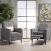 GDFStudio Christopher Knight Home Mervynn Mid-Century Modern Fabric Recliners, 2-Pcs Set, Muted Green / Dark Espresso(Grey)