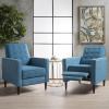 GDFStudio Christopher Knight Home Mervynn Mid-Century Modern Fabric Recliners, 2-Pcs Set, Muted Green / Dark Espresso(Muted Blue)