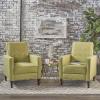 GDFStudio Christopher Knight Home Mervynn Mid-Century Modern Fabric Recliners, 2-Pcs Set, Muted Green / Dark Espresso(Muted Green / Dark Espresso)