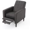 GDFStudio Christopher Knight Home Mervynn Mid-Century Modern Fabric Recliners, 2-Pcs Set, Muted Green / Dark Espresso(Slate / Dark Espresso)