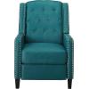 GDFStudio Izaak Tufted Back Fabric Recliner Chair (Dark Teal) 34D x 27.5W x 40.25H in(Dark Teal / Dark Brown)