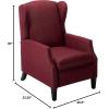 GDFStudio Weyland Wingback Traditional Fabric Recliner (Deep Red) 33.25D x 26.5W x 40H in(Deep Red)