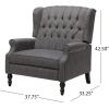 Great Deal Furniture Salome Oversized Tufted Wingback Fabric Push Back Recliner, Charcoal