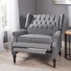 Great Deal Furniture Salome Oversized Tufted Wingback Fabric Push Back Recliner, Charcoal