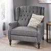 Great Deal Furniture Salome Oversized Tufted Wingback Fabric Push Back Recliner, Charcoal
