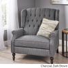 Great Deal Furniture Salome Oversized Tufted Wingback Fabric Push Back Recliner, Charcoal