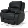 Great Deal Furniture Teresa Classic Tufted Leather Swivel Recliner, Black 37.5D x 39W x 39.75H Inch