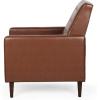 Randolph Mid-Century Modern Button Tufted Recliner, Cognac Brown and Dark Espresso