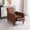 Randolph Mid-Century Modern Button Tufted Recliner, Cognac Brown and Dark Espresso