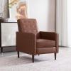 Randolph Mid-Century Modern Button Tufted Recliner, Cognac Brown and Dark Espresso